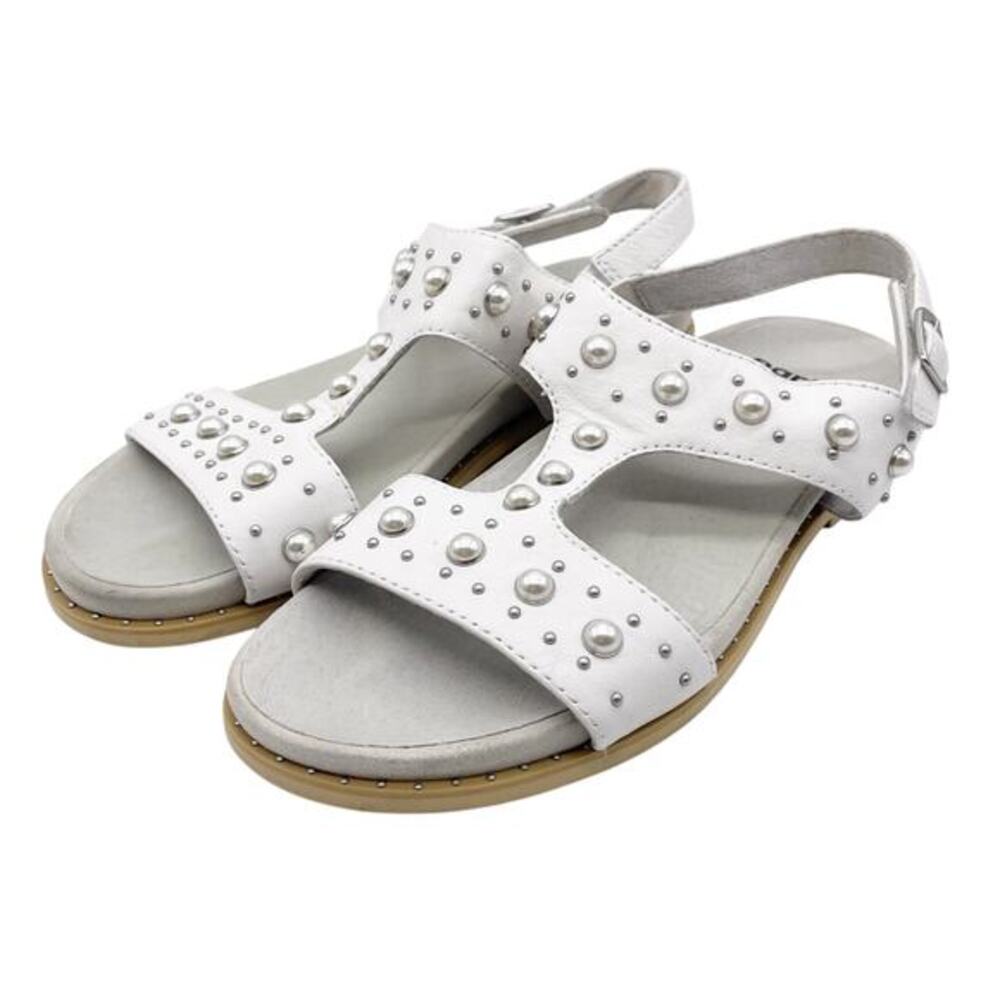 Earth Women's Grove Fuji Slingback Sandals Pearl Studded Padded White Size 8 M